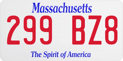 MA license plate 299BZ8
