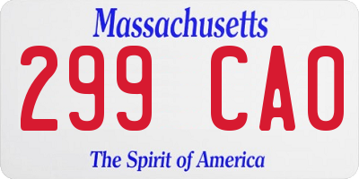 MA license plate 299CA0