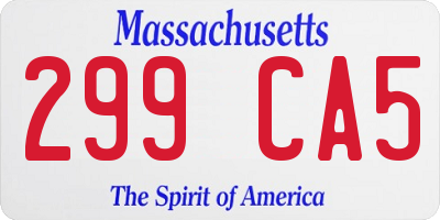 MA license plate 299CA5