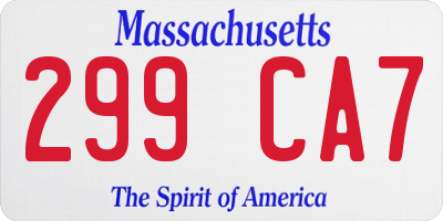 MA license plate 299CA7