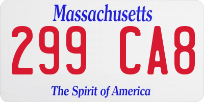 MA license plate 299CA8