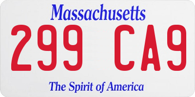 MA license plate 299CA9