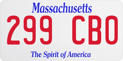 MA license plate 299CB0