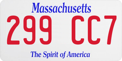 MA license plate 299CC7