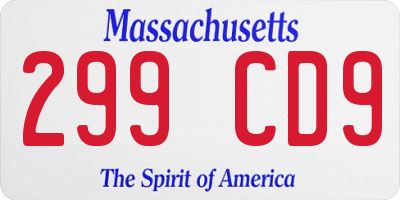 MA license plate 299CD9