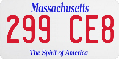 MA license plate 299CE8