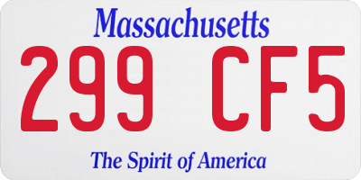 MA license plate 299CF5