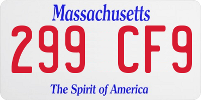 MA license plate 299CF9
