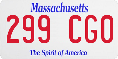 MA license plate 299CG0