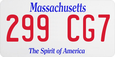 MA license plate 299CG7