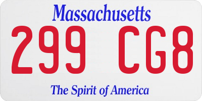 MA license plate 299CG8
