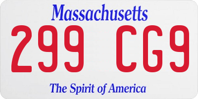 MA license plate 299CG9