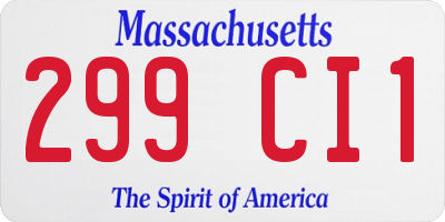 MA license plate 299CI1