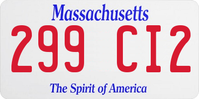 MA license plate 299CI2