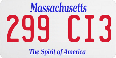 MA license plate 299CI3