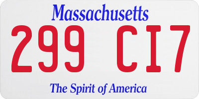 MA license plate 299CI7