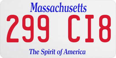 MA license plate 299CI8
