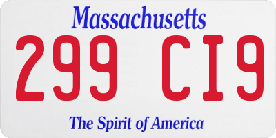 MA license plate 299CI9