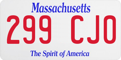 MA license plate 299CJ0
