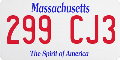 MA license plate 299CJ3