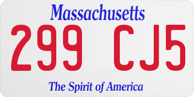 MA license plate 299CJ5