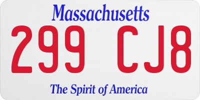 MA license plate 299CJ8