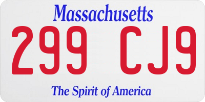 MA license plate 299CJ9