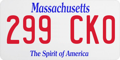 MA license plate 299CK0