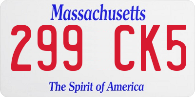 MA license plate 299CK5