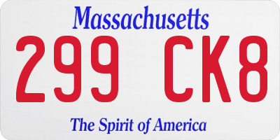 MA license plate 299CK8