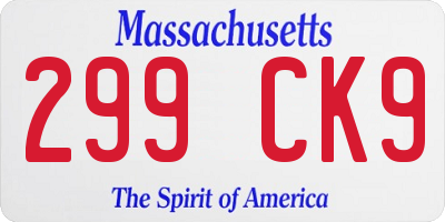 MA license plate 299CK9