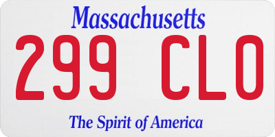 MA license plate 299CL0