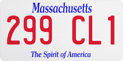 MA license plate 299CL1