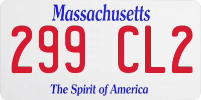 MA license plate 299CL2