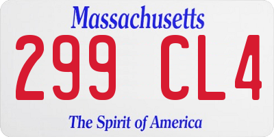 MA license plate 299CL4