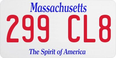 MA license plate 299CL8