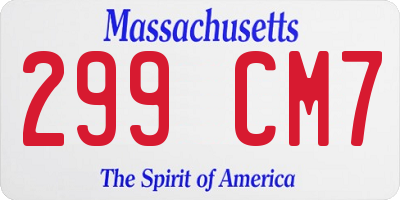MA license plate 299CM7