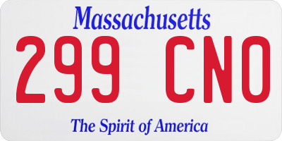 MA license plate 299CN0