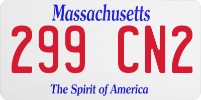 MA license plate 299CN2