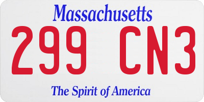 MA license plate 299CN3