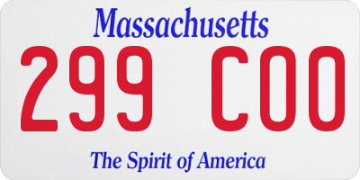 MA license plate 299CO0
