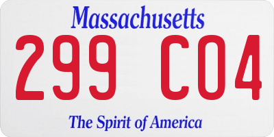 MA license plate 299CO4