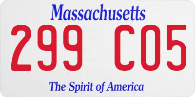MA license plate 299CO5