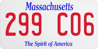 MA license plate 299CO6
