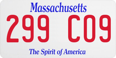 MA license plate 299CO9
