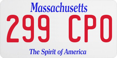 MA license plate 299CP0