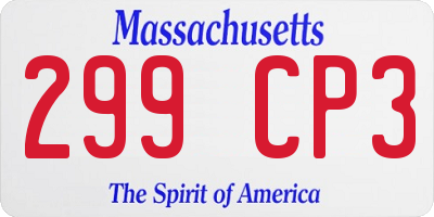 MA license plate 299CP3