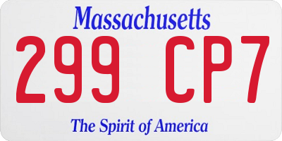 MA license plate 299CP7