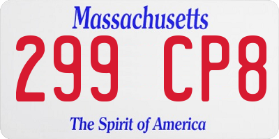 MA license plate 299CP8