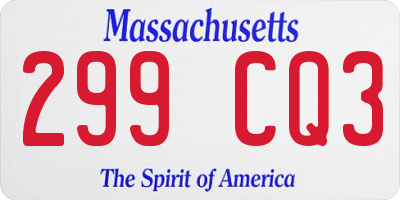 MA license plate 299CQ3